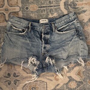 Agolde Distressed Blue Jean Shorts